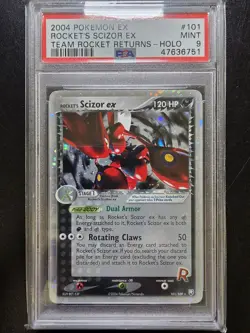PSA 9 Rocket's Scizor Ex Holo 101/109 - 2004 EX Team Rocket Returns Pokemon Card - Image 1