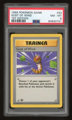 1999 Pokemon 1st Edition Shadowless Gust Of Wind #93 PSA 8 - Image 1