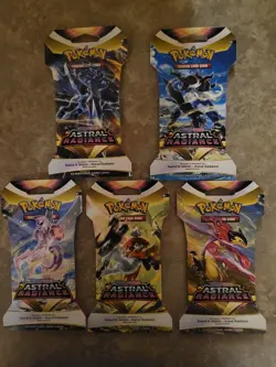 Pokemon Sword & Shield Astral Radiance Sleeved Booster Pack Art Set Of 5 - Image 1