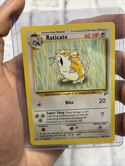 Raticate 58/130 Base 2 Set Pokemon Card Vintage NM/MT Never Played Nintendo TCG - Image 1
