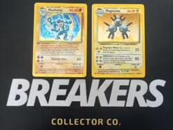 1999 Base Set Vintage Pokemon 2 Card Lot: Holo 1st Edition Machamp & Magneton - Image 1