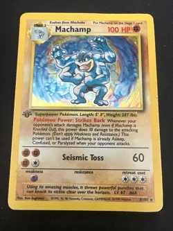 1999 Base Set Vintage Pokemon 2 Card Lot: Holo 1st Edition Machamp & Magneton - Image 2