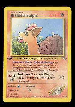 Pokemon TCG Blaine's Vulpix 1st Edition Non-Holo Card 65/132 Gym Heroes - Image 1