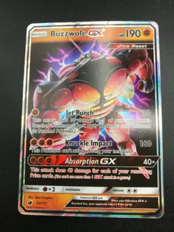 Buzzwole GX ULTRA RARE 57/111 SM Crimson Invasion Pokemon Card HOLO NM 2017 - Image 1