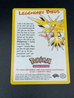 Pokemon Legendary Birds Clue Card Promo WOTC Pokemon TCG League 2002 - Image 2