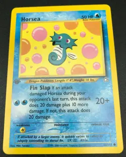 Horsea 1st Edition 62/111 Neo Genesis Pokemon TCG Card NM 2000 - Image 1