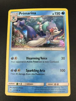 Primarina 41/149 Shattered HOLO Rare Pokemon Sun and Moon Base TCG Card NM 2017 - Image 1