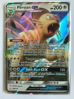 Persian GX ULTRA RARE 149/214 SM Unbroken Bonds Set Pokemon Card NM HOLO 2019 - Image 1