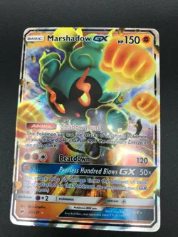 Marshadow GX ULTRA RARE pokemon card TCG 80/147 Burning Shadows NM Holo 2017 - Image 1