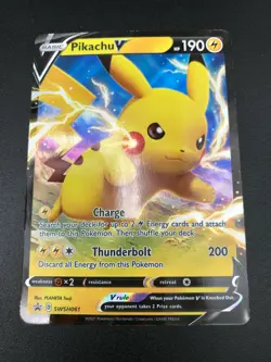 Pikachu V SWSH061 ULTRA RARE Promo Shining Fates Pokemon Card TCG NM HOLO 2020 - Image 1