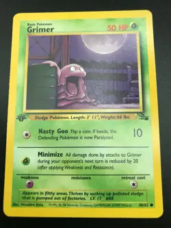 Grimer 1st Edition 48/62 Fossil Common Pokemon Vintage Card WOTC NM 1999 - Image 1