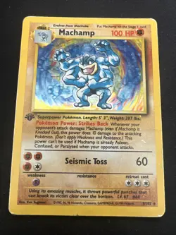1999 Base Set Vintage Pokemon 2 Card Lot: Holo 1st Edition Machamp & Gyarados - Image 2