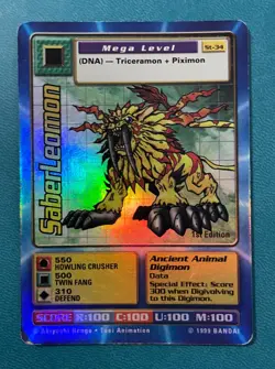 Digimon TCG SaberLeomon St-34 1st Edition Holo/Foil 1999 Bandai Card LP - Image 1