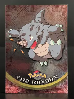 POKEMON 2000 TOPPS TV ANIMATION #112 RHYDON HOLO CARD BLUE LOGO - Image 1