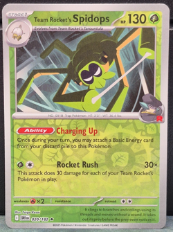 Team Rocket's Spidops 020/182 Reverse Holo Rare Destined Rivals Pokemon NM Card - Image 1