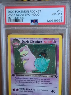 2000 Pokemon Team Rocket Dark Slowbro Holo 1st Edition #12 - PSA 8 NM - MINT - Image 2