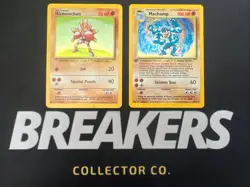 1999 Base Set Vintage Pokemon 2 Card Lot: Holo 1st Edition Machamp & Hitmonchan - Image 1