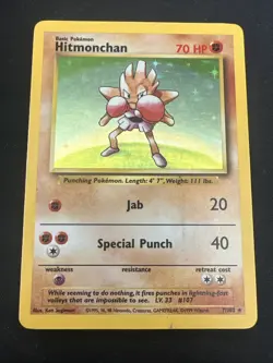 1999 Base Set Vintage Pokemon 2 Card Lot: Holo 1st Edition Machamp & Hitmonchan - Image 2