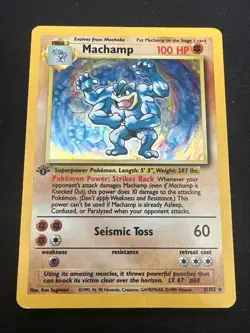 1999 Base Set Vintage Pokemon 2 Card Lot: Holo 1st Edition Machamp & Hitmonchan - Image 4
