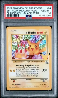 2021 POKEMON CELEBRATIONS CLASSIC COLL #24 BIRTHDAY PIKACHU-HOLO PSA 10 - Image 1