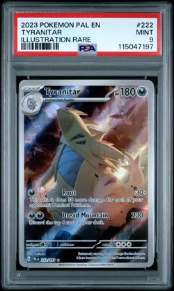 2023 POKEMON PAL EN-PALDEA EVOLVED ILLUSTRATION RARE #222 TYRANITAR PSA 9 - Image 1