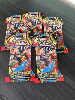 Pokemon TCG Mega Evolution Sleeved Booster Packs Factory Sealed Lot of 5 - Image 1