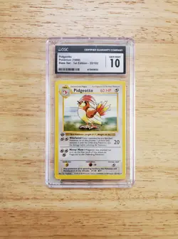 Pokemon CGC 10 GEM MINT 1999 Pidgeotto 1st Edition Base Set Shadowless Rare Card - Image 1