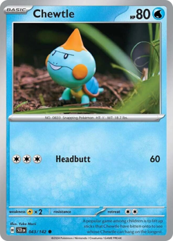 Chewtle 43/142 Common | Stellar Crown | Pokemon Card - Image 1