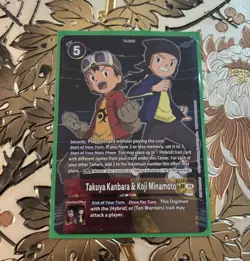Digimon Card Game Takuya Kanbara & Koji Minamoto BT18-088 Alt Art Box Topper AUC - Image 1