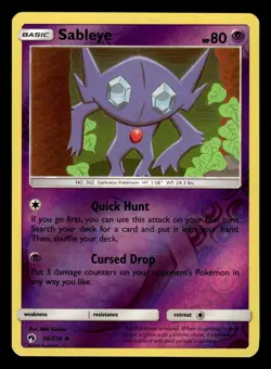 Sableye 96/214 Reverse Holo S&M Lost Thunder Pokemon Card - Image 1