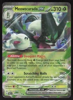 Pokemon TCG SV02: Paldea Evolved #015/193 Meowscarada ex NM - Image 1