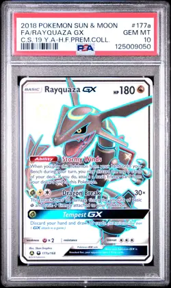 2018 POKEMON SUN & MOON CELESTIAL STORM #177A FULL ART/RAYQUAZA GX PSA 10 - Image 1