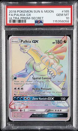 2018 POKEMON SUN & MOON ULTRA PRISM SECRET #165 FULL ART/PALKIA GX PSA 10 - Image 1