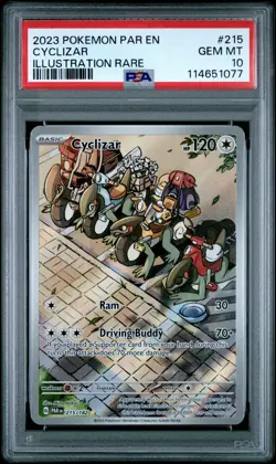 2023 POKEMON PAR EN-PARADOX RIFT ILLUSTRATION RARE #215 CYCLIZAR PSA 10 - Image 1