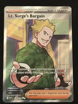 Pokemon TCG Lt. Surge's Bargain Full Art Holo Rare 170/132 Mega Evolutions M/NM - Image 1