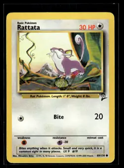 2000 Pokemon Game Base Set 2 #089/130 Rattata NM-Mint+ - Image 1