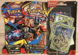 Pokemon Mega Evolution Booster Pack LOT (3) Sleeved Boosters & Checklane Blister - Image 1
