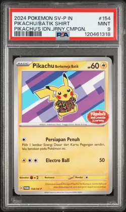 PSA 9 - Pikachu Berkemeja Batik 154/SV-P - Indonesia Journey Promo Pokemon - Image 1