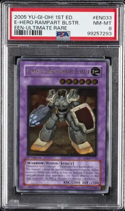 2005 YU-GI-OH! ELEMENTAL ENERGY 1ST ED ELEMENTAL HERO RAMPART BLASTER PSA 8 - Image 1