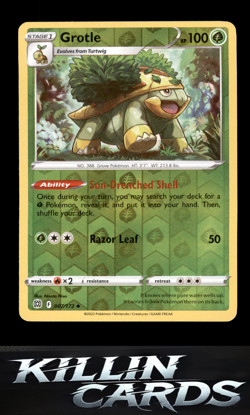 Reverse Holofoil Grotle 007/172 Pokemon Uncommon SWSH09: Brilliant Stars Card NM - Image 1