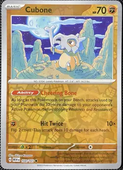 Cubone 104/165 Sv: Scarlet & Violet 151 Reverse Holo - Pokemon Card - Image 1