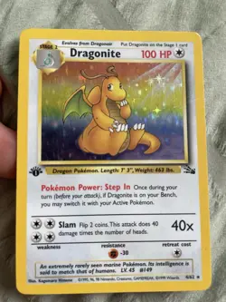 Pokemon TCG Dragonite Fossil Holo Rare Card #44/62 WOTC First Edition - Image 1