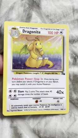 Pokemon TCG Dragonite Fossil Holo Rare Card #44/62 WOTC First Edition - Image 2