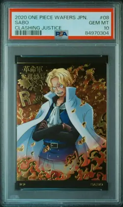 PSA10 Japanese One Piece Wafer Card Sabo Clashing Justice Rare Foil BANDAI 2020 - Image 1