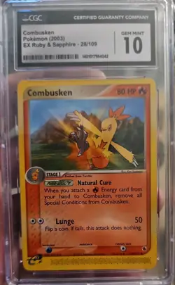 CGC 10 GEM MINT Combusken 28/109 EX Ruby & Sapphire 2003 Pokemon - Image 1