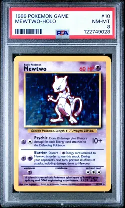 1999 POKEMON GAME #10 MEWTWO-HOLO PSA 8 - Image 1