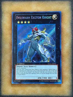Yugioh Evilswarm Exciton Knight LVAL-EN056 Secret Rare 1st Ed NM - Image 1