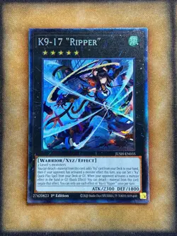 Yugioh K9-17 "Ripper" JUSH-EN035 Collector Rare 1st Ed NM - Image 1