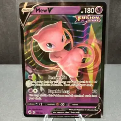 Pokemon TCG Fusion Strike Mew V Ultra Rare Holo Card 113/264 - Image 1