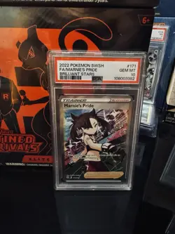 Pokemon TCG Marnie's Pride Holo Full Art Supporter Card 171/172 PSA 10 - Image 1